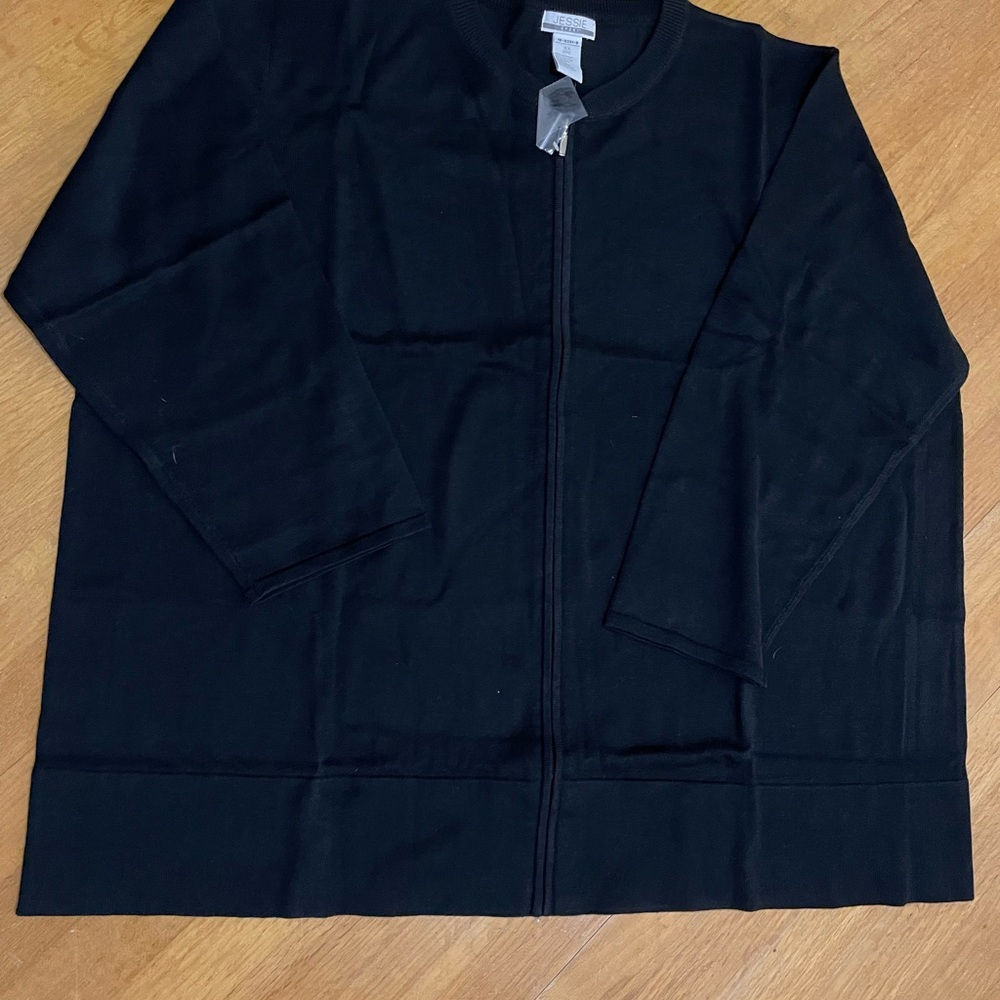Black Zip-Up Cardigan & Pant Set